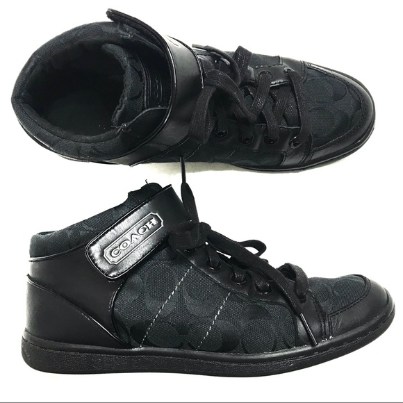 Coach Shoes - Coach Zoey Black Hi-top Sneakers Sz 8